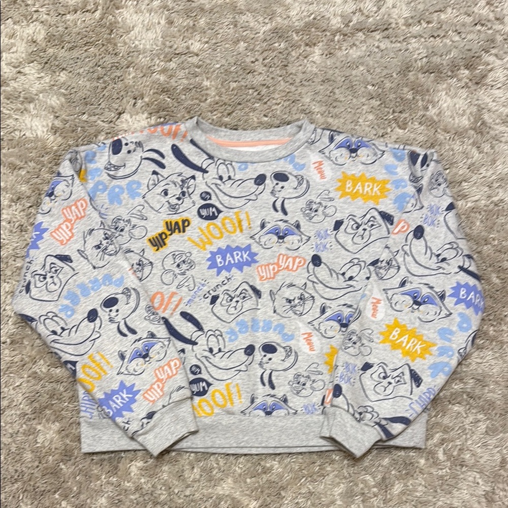 Disney Gray Sweatshirt with Blue and Black Cartoon Design